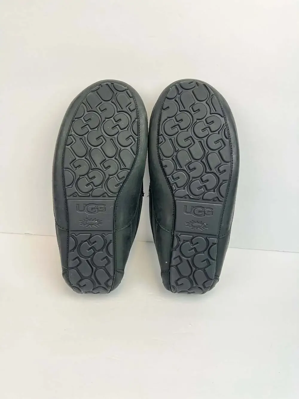 UGG  Shoes Ascot Leather Slip On  1103889 Black Charcoal Loafers Men’s Size 10